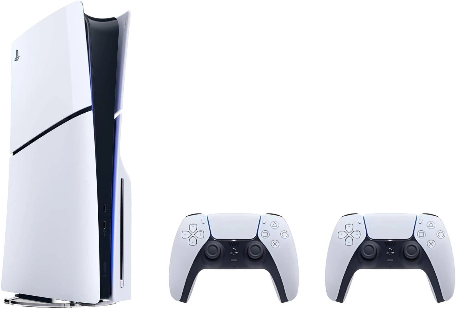 کنسول پلی استیشن 5 اسلیم استاندارد سونی، درایو دیسک جداشدنی، یک کنترلر اضافی، پشتیبانی از 4K با نرخ 120 هرتز، AMD Ryzen x86-64، پردازنده گرافیکی AMD Radeon RDNA 2، رم 16 گیگابایتی، SSD 1 ترابایتی، نسخه اینتل، سفید | CFI-2000