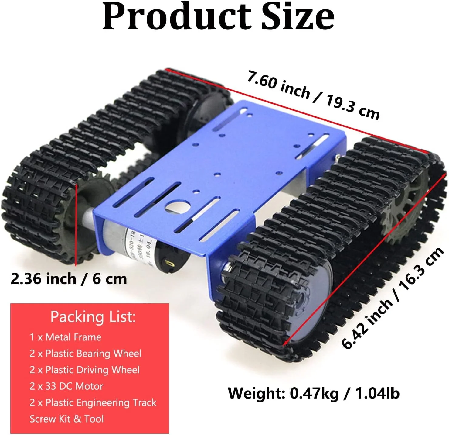 شاسی ربات تانک هوشمند ردیابی شده Excefore Geek DIY با 2 عدد موتور، پلتفرم رباتیک متحرک تانک کرم ابریشم کنترل از راه دور با مسیرهای پلاستیکی برای آردوینو/رسپبری پای/میکروبیت/پایتون/استیم