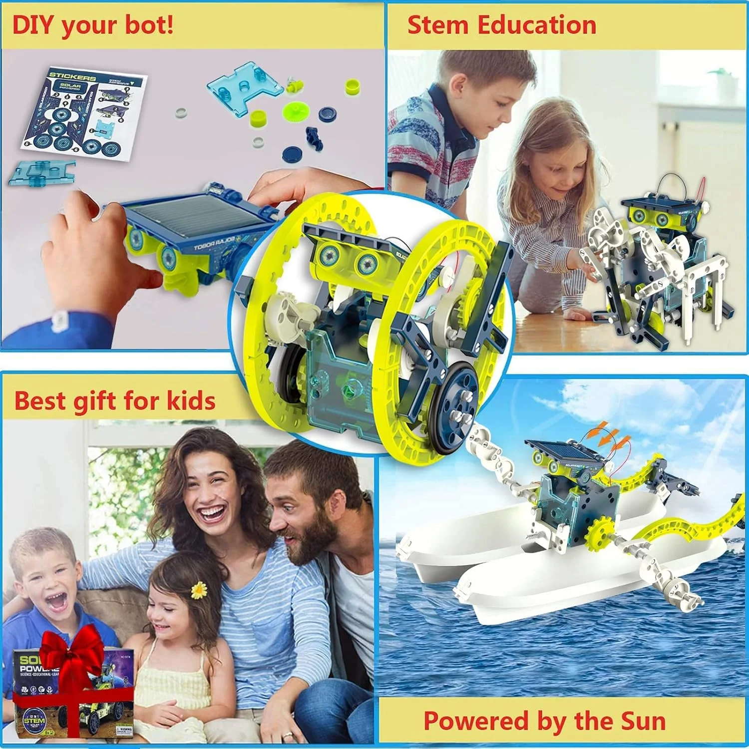 کیت ربات خورشیدی 12 در 1 - اسباب بازی های ساختنی آموزشی DIY برای کودکان 8 تا 12 سال، پروژه مهندسی علمی با انرژی خورشیدی (هدیه تولد/کریسمس برای پسران و دختران)