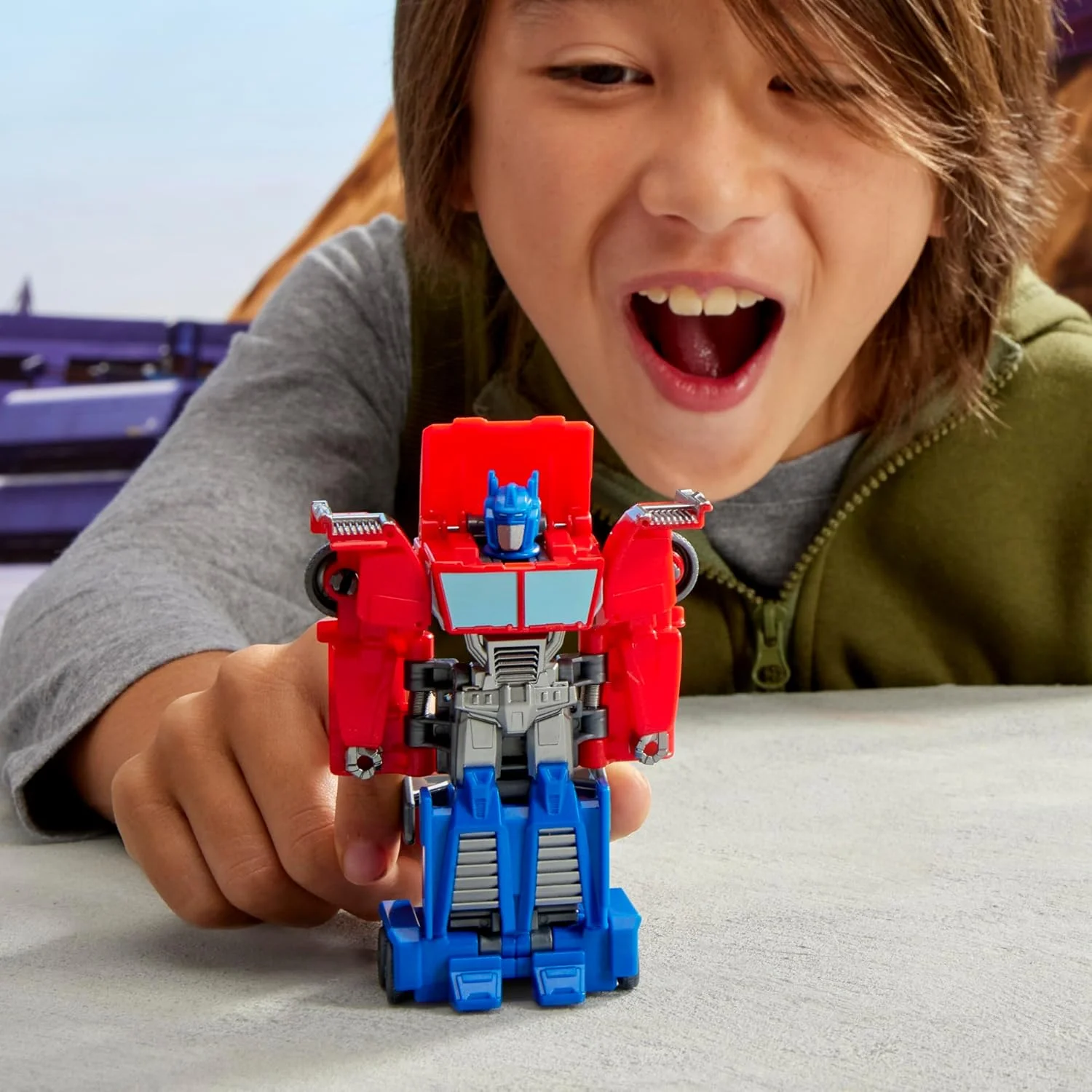 فیگور اکشن 10 سانتی متری تغییر شکل دهنده سریع Optimus Prime Transformers EarthSpark، اسباب بازی ربات برای پسران و دختران 6 سال به بالا