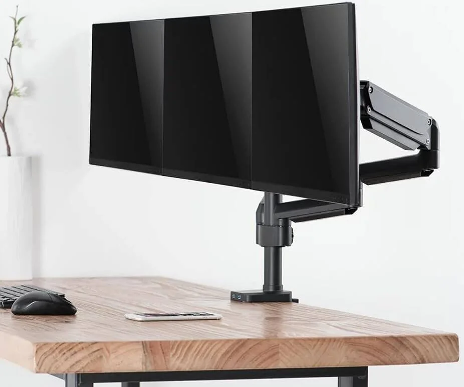 بازوی نگهدارنده سه مانیتوره Skill Tech SH 26C036UP با فنر گازی و نصب روی میله، دارای پورت USB، حداکثر ظرفیت برای هر صفحه نمایش 1 تا 7 کیلوگرم، حداکثر VESA 100x100 میلی متر، مشکی مات بازوی نگهدارنده سه مانیتوره Skill Tech SH 26C036UP با فنر گازی و نصب روی میله، دارای پورت USB، حداکثر ظرفیت برای هر صفحه نمایش 1 تا 7 کیلوگرم، حداکثر VESA 100x100 میلی متر، مشکی مات