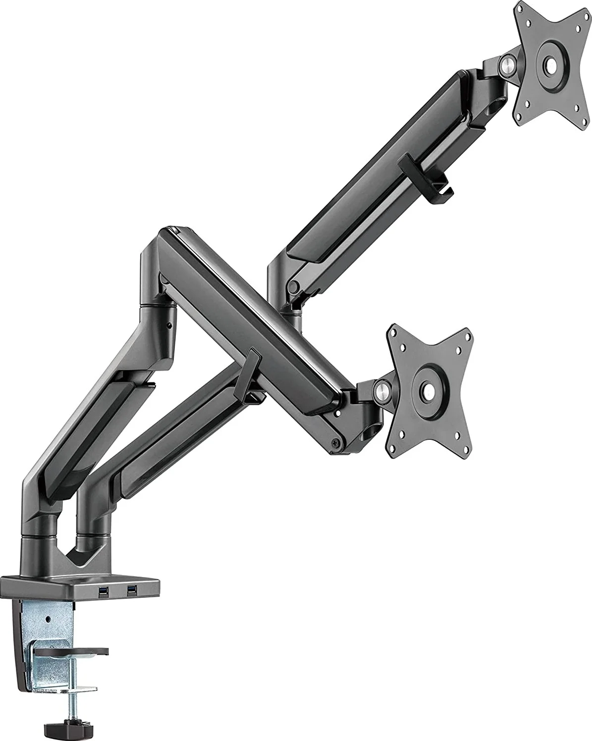 بازوهای نگهدارنده مانیتور Navodesk Control، پایه رومیزی دو مانیتوره با کیفیت عالی با فناوری فنر گازی و هاب USB (دوگانه) - خاکستری نیمه شب | CTRL-A-PRO-DUAL-BK