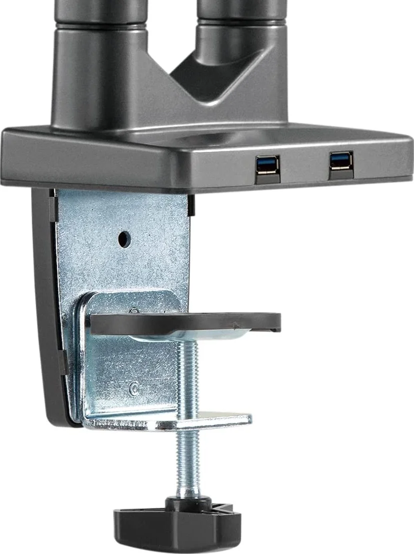 بازوهای نگهدارنده مانیتور Navodesk Control، پایه رومیزی دو مانیتوره با کیفیت عالی با فناوری فنر گازی و هاب USB (دوگانه) - خاکستری نیمه شب | CTRL-A-PRO-DUAL-BK