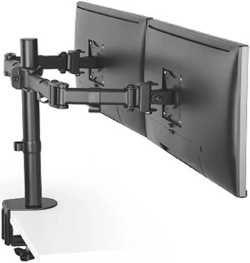 پایه مانیتور دوگانه بازویی فولادی Skill Mount SH070 C024، مناسب برای مانیتورهای ۱۳ تا ۲۷ اینچ، تحمل وزن تا ۸ کیلوگرم، حداکثر VESA ۱۰۰x۱۰۰ میلی‌متر، مشکی | SH070 C024