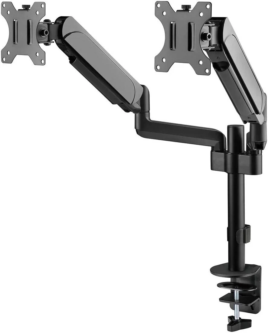 پایه مانیتور دوگانه Skill Tech با فنر گازی، نصب روی میله، مناسب برای مانیتورهای 17 تا 32 اینچ، تحمل وزن تا 9 کیلوگرم، نصب گیره ای و سوراخی، مدیریت کابل، مشکی | SH48-C024 پایه مانیتور دوگانه Skill Tech با فنر گازی، نصب روی میله، مناسب برای مانیتورهای 17 تا 32 اینچ، تحمل وزن تا 9 کیلوگرم، نصب گیره ای و سوراخی، مدیریت کابل، مشکی | SH48-C024