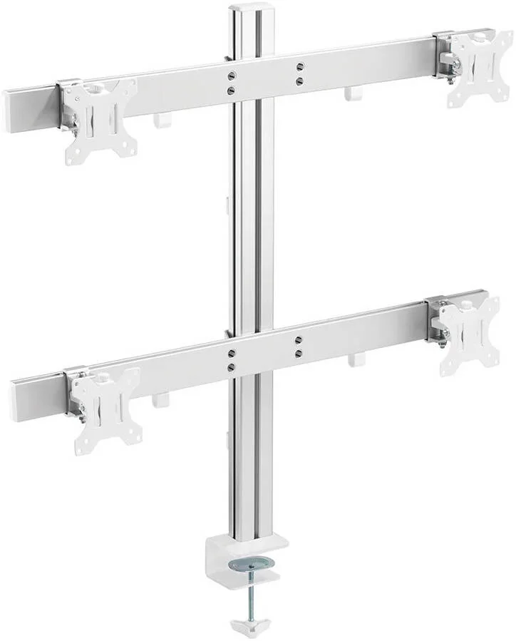 بازوهای نگهدارنده مانیتور آلومینیومی سنگین Skill Tech SH38 C04، مناسب برای چهار مانیتور ۱۷ تا ۳۲ اینچ، تحمل وزن ۸ کیلوگرم برای هر مانیتور، حداکثر VESA ۱۰۰x۱۰۰ میلی‌متر، سفید | SH38 C04
