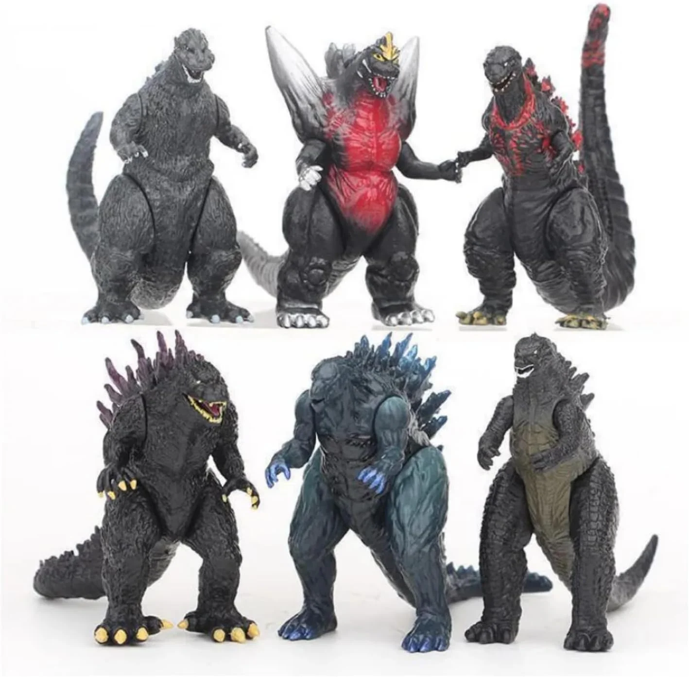 مجسمه های اکشن کارتونی گودزیلا SKEIDO، مجموعه 6 عددی، انیمه هیولا، 8 سانتی متری، جنس PVC، مدل اسباب بازی، دکوراسیون رومیزی، کینگ گیدورا