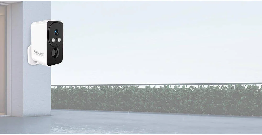 دوربین کوچک باتری خور پرومج مدل PC-IO622-W، رزولوشن 3 مگاپیکسل 2K، مناسب فضای داخلی/خارجی، استاندارد IP65، دید در شب، تشخیص حرکت، وای فای، صدای دو طرفه، ذخیره سازی ابری/TF، سفید | PC-IO622-W