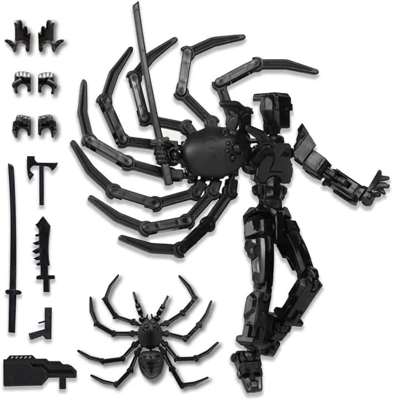 فیگور اکشن ربات عنکبوتی T13، مانکن چاپ سه بعدی 5.7 اینچی مکا 13 با دست ها و سلاح های قابل تعویض، مدل ربات علمی تخیلی کاملاً قابل تنظیم برای نمایش، طراحی و کلکسیونرها (مشکی)