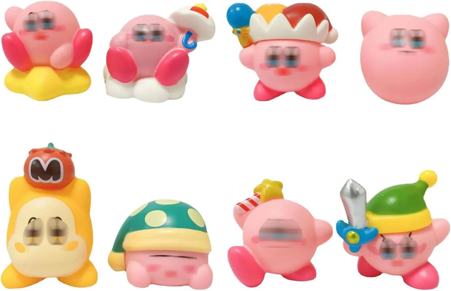 ست ۸ عددی مدل‌های کربی – عروسک‌های کارتونی ستاره کربی، فیگورهای کاپ کیک برای جشن تولد، تزئینات رومیزی و هدیه