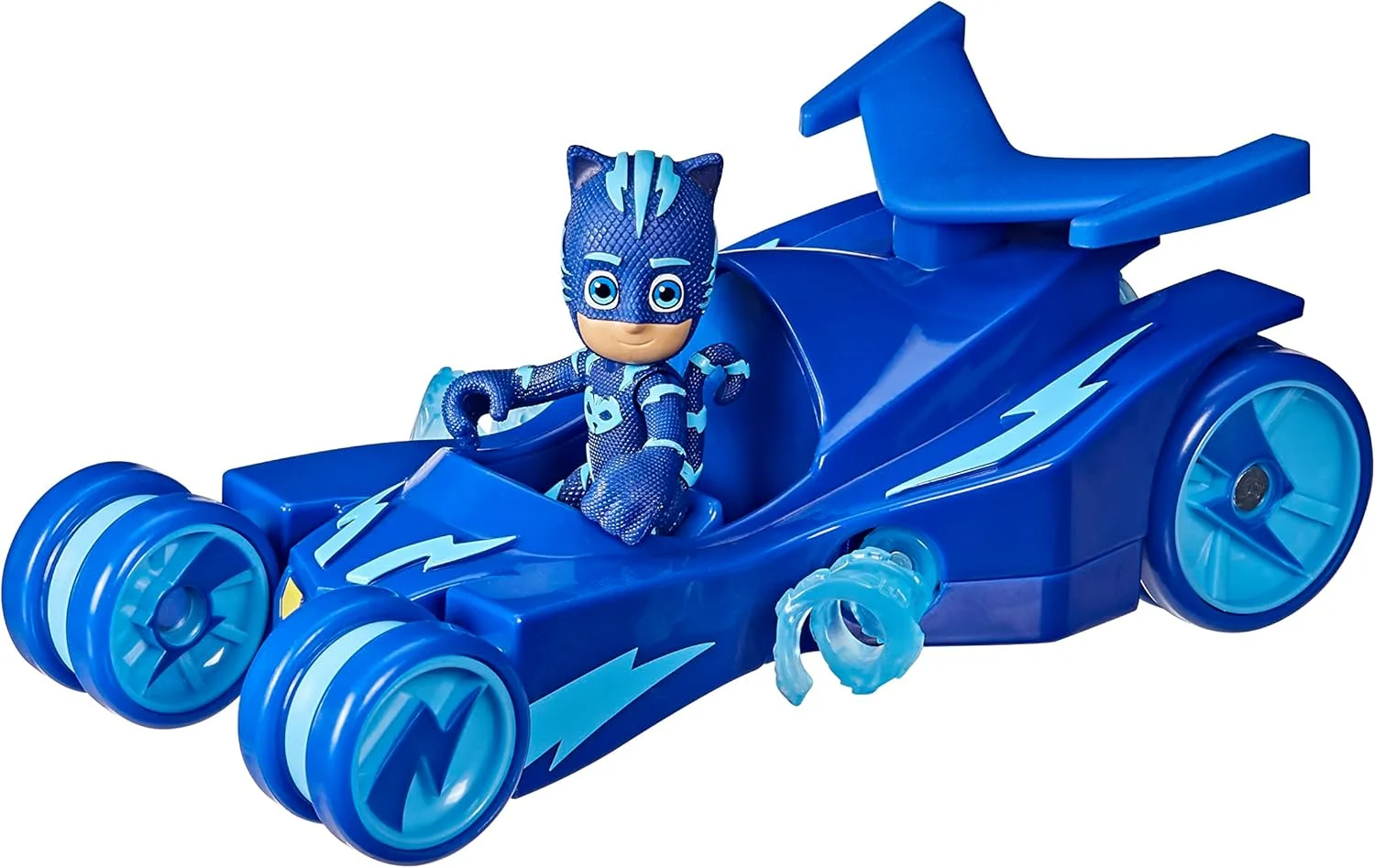 ماشین اسباب بازی لوکس Catboy از PJ Masks، ماشین Cat به همراه خطوط گربه ای چرخان و اکشن فیگور Catboy برای کودکان 3 سال به بالا، آبی