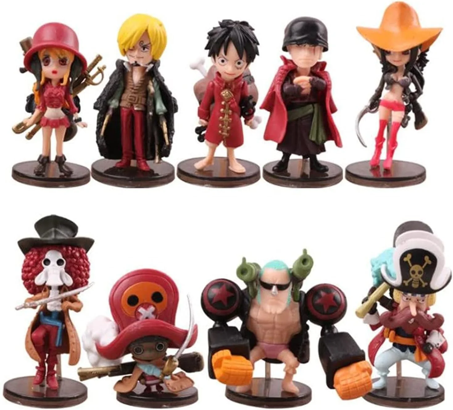 ست 9 عددی فیگورهای وان پیس زورو لوفی سانجی روبین نامی بروک تونی چوپر مدل کیو مینیاتوری دوست داشتنی