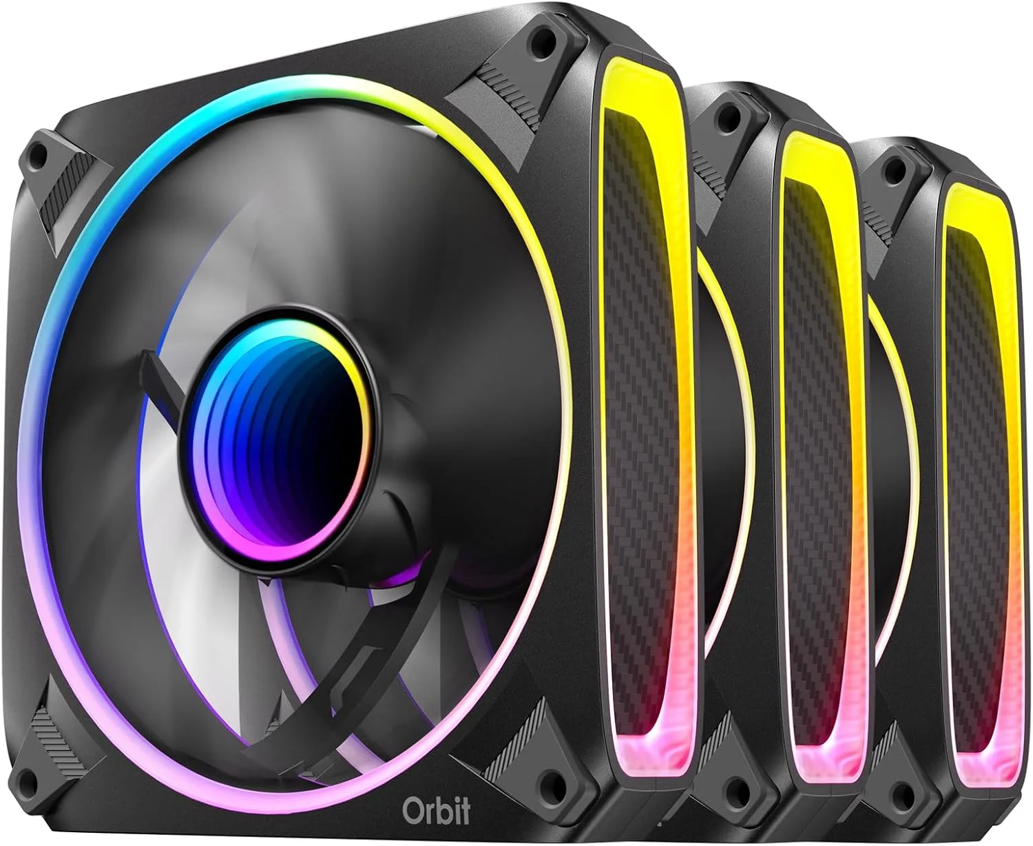 فن های خنک کننده ARGB انتک Orbit 120، فن های PWM برای کامپیوتر، فن 120 میلی متری، فن کیس PWM، جلوه آینه بی نهایت، 2000 دور در دقیقه، بلبرینگ FDB، سری Orbit بسته 3 عددی