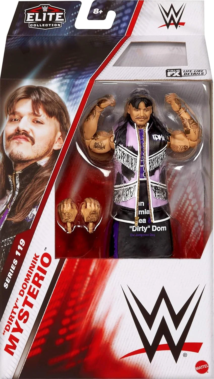 اکشن فیگور و لوازم جانبی Mattel WWE Elite، سری 119، کلکسیونی دومینیک میستریو 6 اینچی با 25 نقطه مفصلی و دست های قابل تعویض