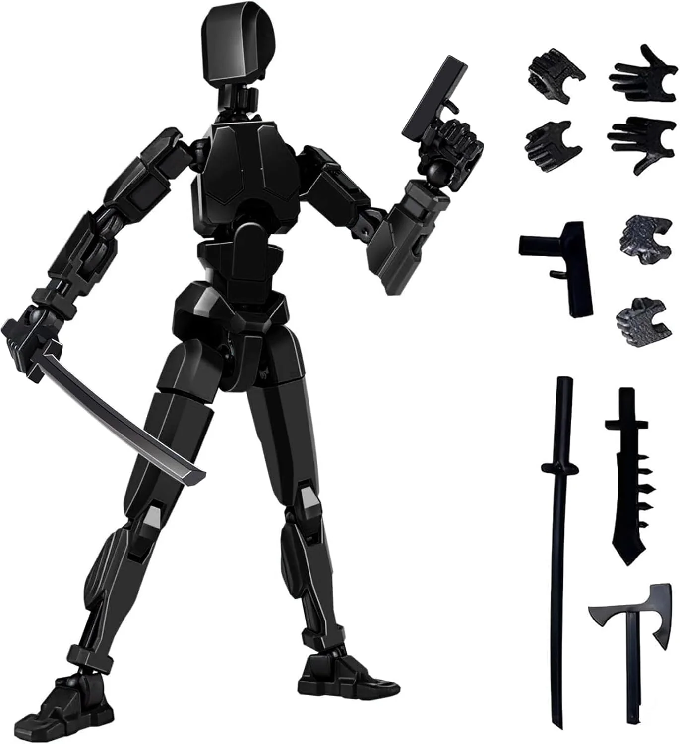 فیگور اکشن T13، فیگورهای اکشن آدمک چاپ سه بعدی، فیگور اکشن ربات با 4 سلاح و 3 نوع دست، مجموعه فیگورهای اکشن تیتان T13 مونتاژ شده برای تزئینات رومیزی، دوستداران بازی