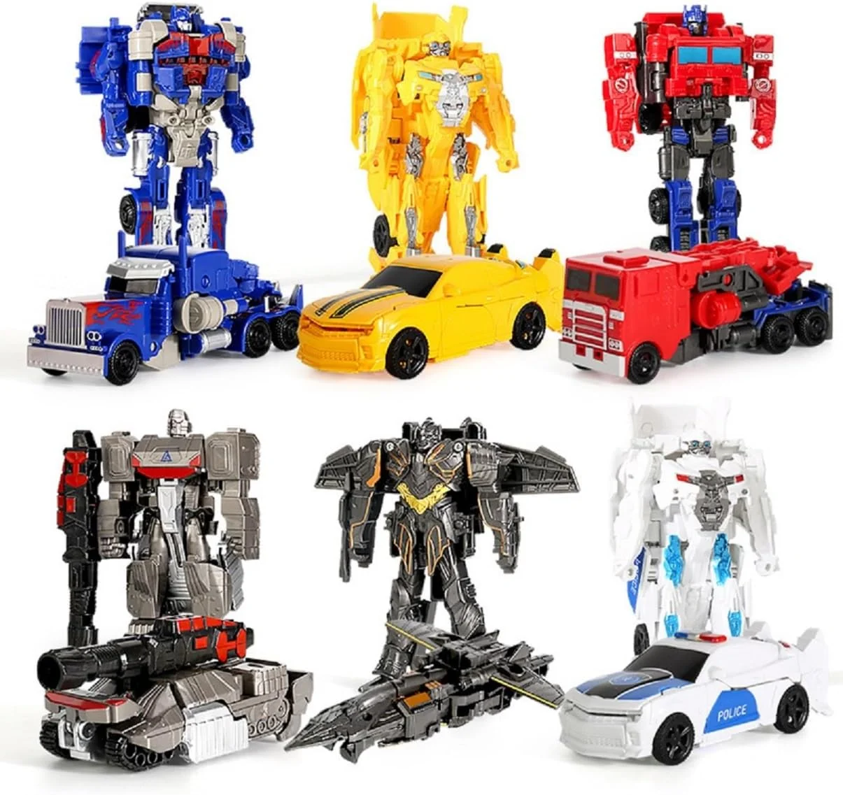 اسباب بازی های تغییر شکل دهنده هالایایا، آپتیموس پرایم و بامبلبی، 6 در 1، ربات های تغییر شکل دهنده، ماشین اسباب بازی برای هدیه تولد و کریسمس کودکان