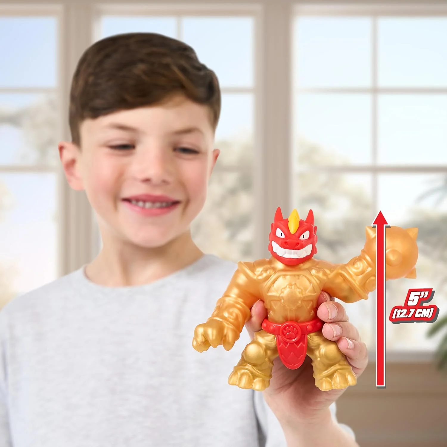 قهرمانان Goo Jit Zu Smash Strikers، Blazagon ترد، اکشن فیگور پر شده با Goo و زره پوش با سلاح مشت کوبنده نهایی، او را تا 3 برابر اندازه اش بکشید - اسباب بازی های حسی