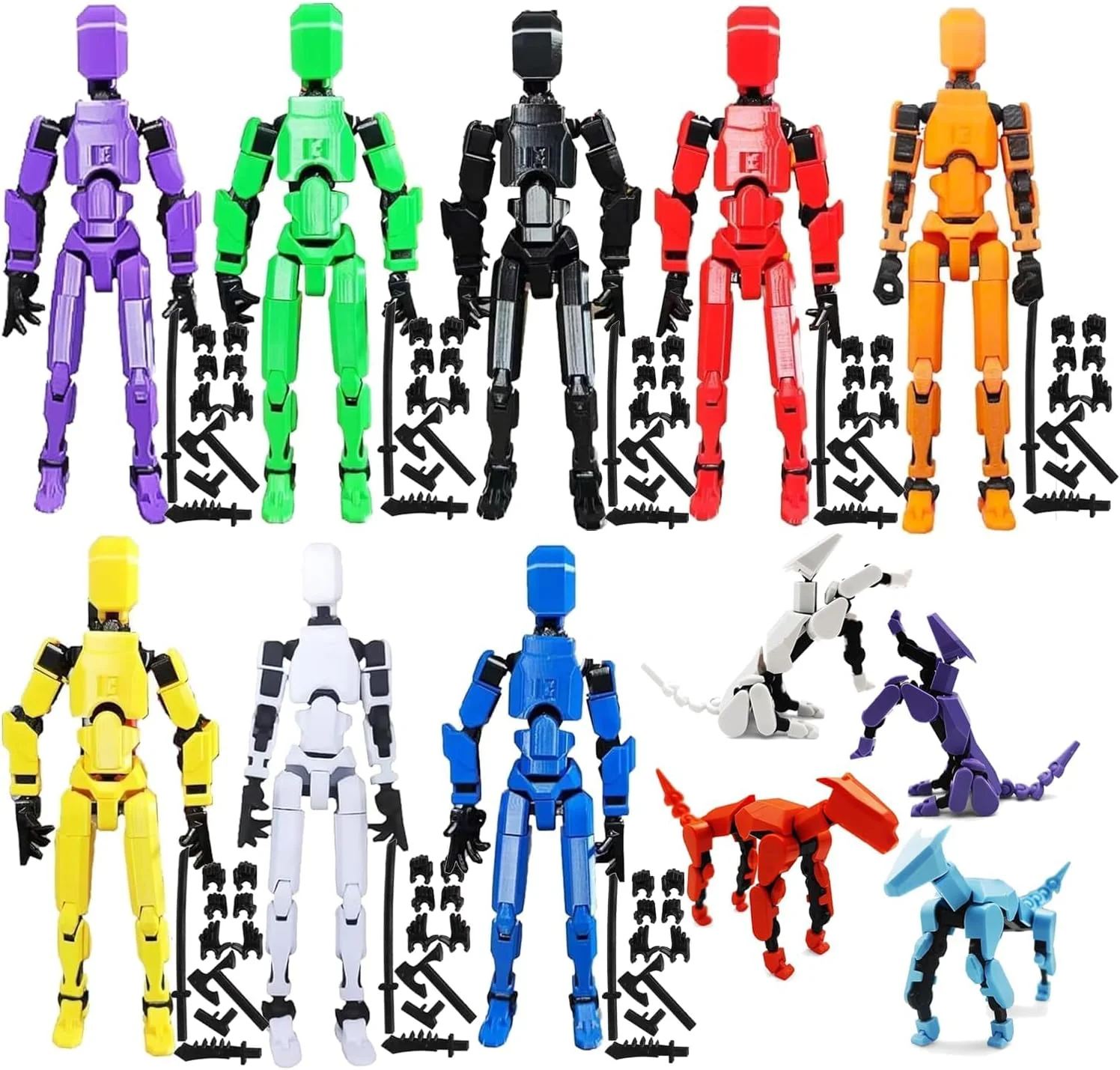 ربات متحرک پرینت سه بعدی Beauenty T13، اکشن فیگور Dummy13، فیگورهای نقاشی شده با دست، دکوری رومیزی، برای کلکسیونرها، دکوراسیون رومیزی، دوستداران بازی، هدایای خلاقانه برای کودکان (استایل 1)