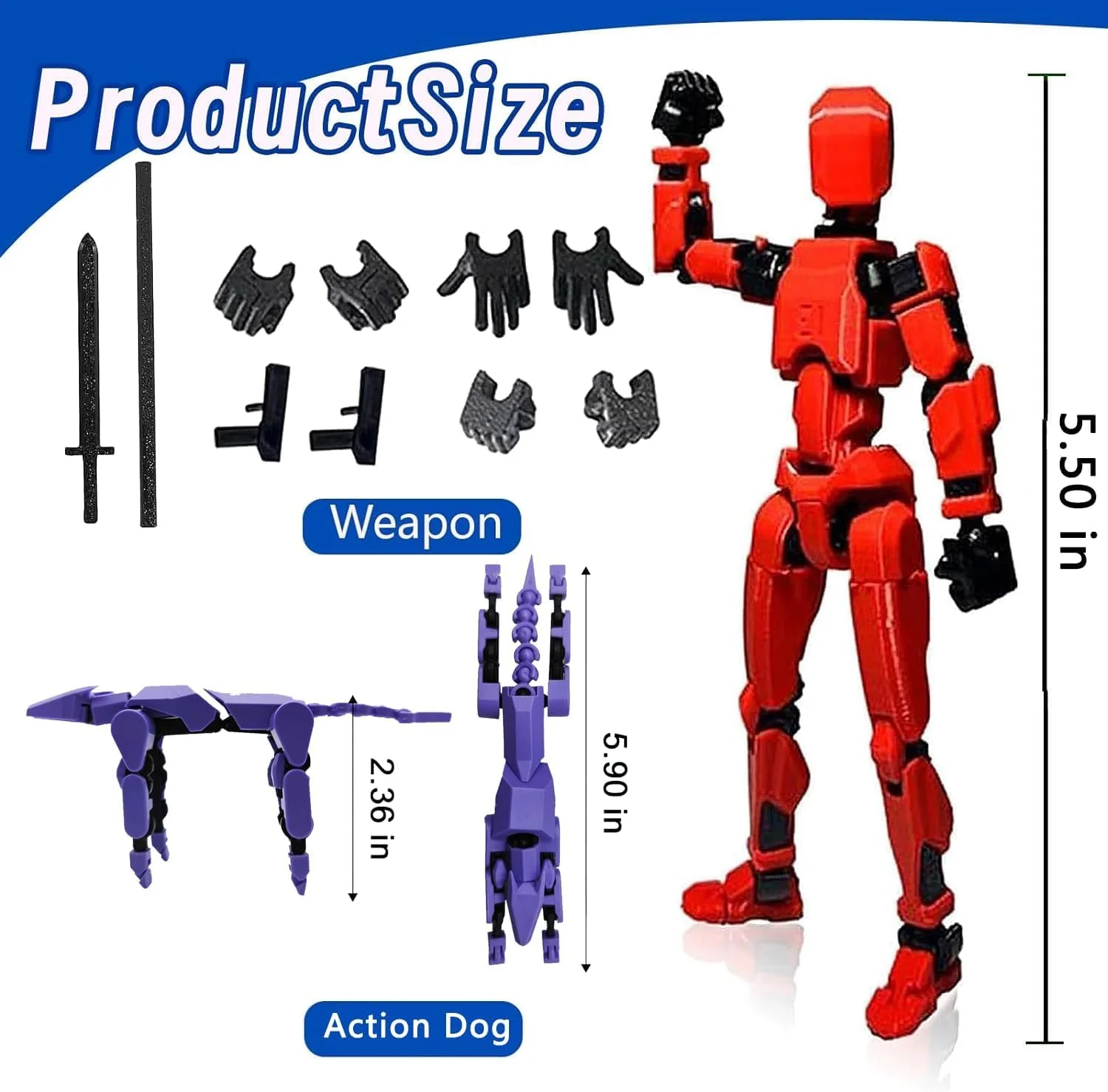 ربات متحرک پرینت سه بعدی Beauenty T13، اکشن فیگور Dummy13، فیگورهای نقاشی شده با دست، دکوری رومیزی، برای کلکسیونرها، دکوراسیون رومیزی، دوستداران بازی، هدایای خلاقانه برای کودکان (استایل 1)