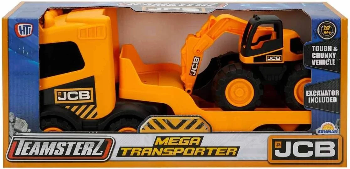 حمل کننده بزرگ JCB Teamsterz به همراه بیل مکانیکی، زرد/مشکی