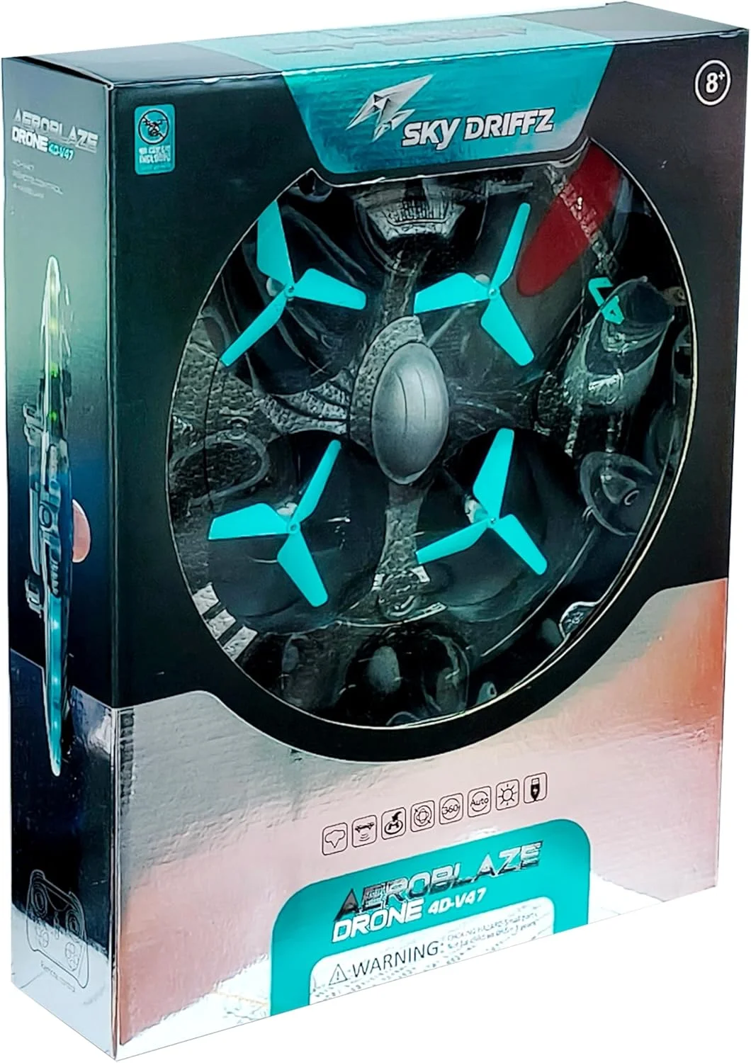 کوادکوپتر کنترلی ایروبلیز Drone 4D-V47 2.4G با چراغ، سیستم اجتناب از موانع چهار طرفه، حفظ ارتفاع فشار هوا و حالت بدون سر، مناسب برای 8 سال به بالا (698197)