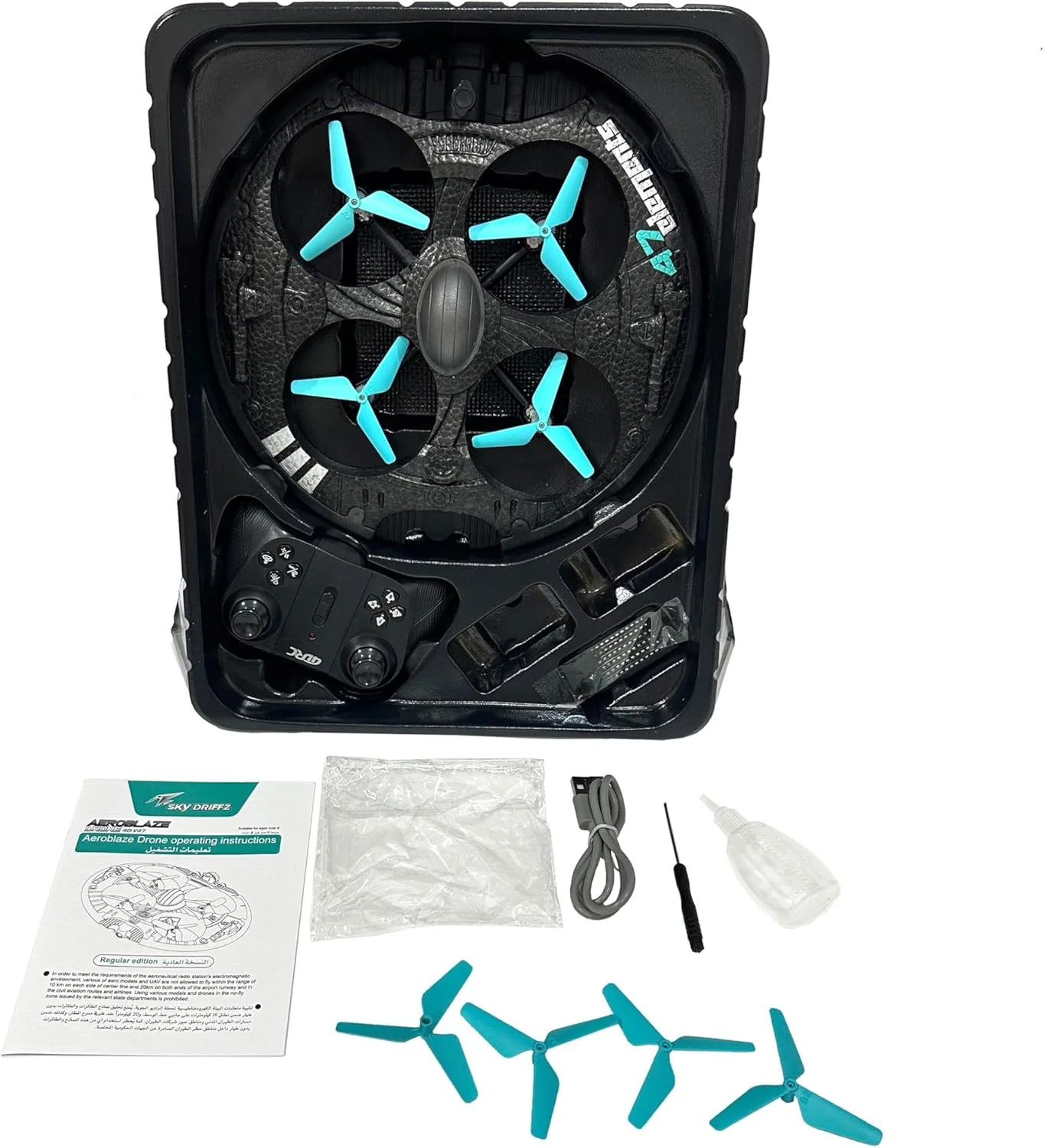 کوادکوپتر کنترلی ایروبلیز Drone 4D-V47 2.4G با چراغ، سیستم اجتناب از موانع چهار طرفه، حفظ ارتفاع فشار هوا و حالت بدون سر، مناسب برای 8 سال به بالا (698197)