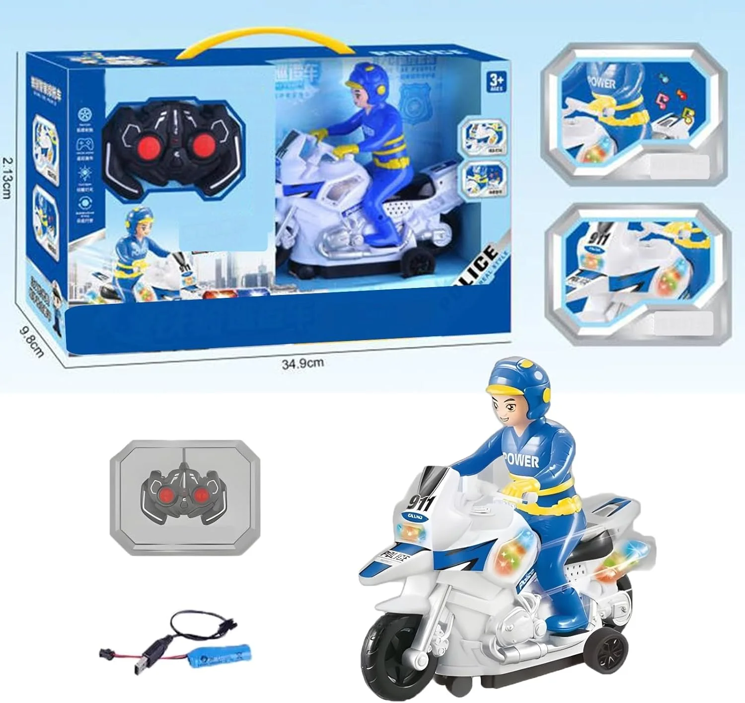 مجموعه ماشین های اسباب بازی وسایل نقلیه ساختمانی / موتور سیکلت اسباب بازی موتور سیکلت گشت پلیس کنترل از راه دور / ماشین Hot Wheels و پیست مسابقه اسباب بازی Mega Track Pack برای کودکان 2+ سال (موتور سیکلت)