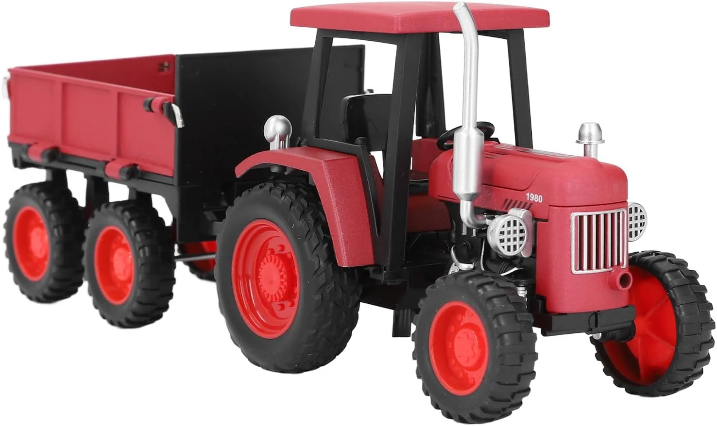 مدل اسباب بازی تراکتور قدیمی، مدل تریلر 4 چرخ کلاسیک، دکوراسیون رومیزی، زیور آلات کلکسیونی کودکان، جنس آلیاژ با باتری (قرمز)