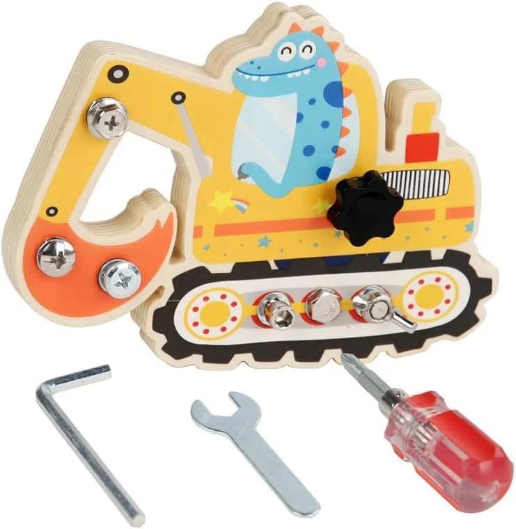مجموعه اسباب بازی بیل مکانیکی چوبی مونته سوری، مجموعه ابزار آموزشی STEM برای کودکان نوپا، توسعه مهارت های حرکتی ظریف، هدیه بازی ساخت و ساز یادگیری حسی برای پسران و دختران