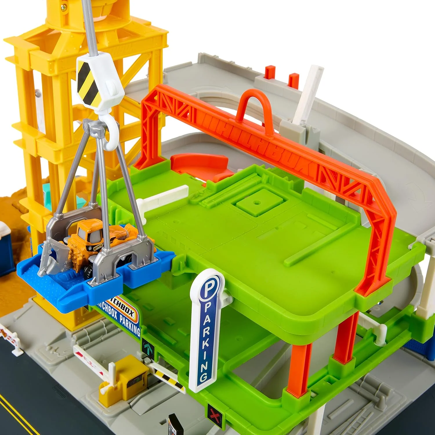 مجموعه بازی ساخت و ساز Matchbox Action Drivers با نور و صدا، جرثقیل بزرگ 20 اینچی با لوازم جانبی، 1 وسیله نقلیه ساختمانی Matchbox، HPD63