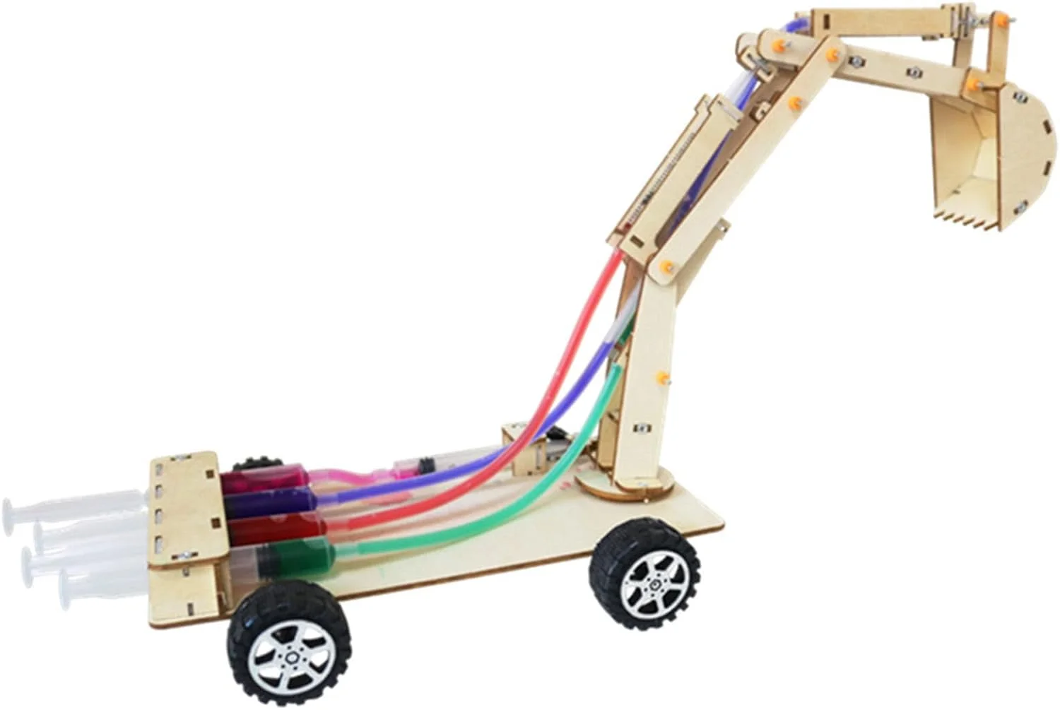 مدل بیل مکانیکی هیدرولیک چوبی Jectse، مونتاژ آسان، اسباب بازی علمی آموزشی برای کودکان