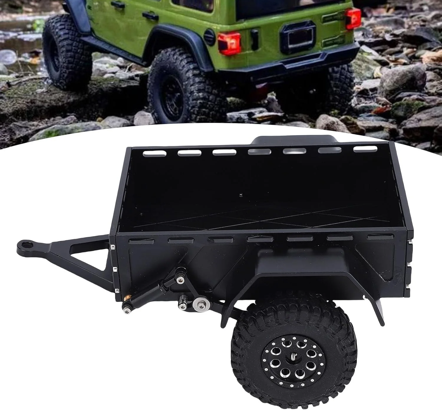 تریلر حمل بار ماشین آرسی آلیاژ آلومینیوم Jiawu، پرداخت مشکی برای علاقه مندان به ماشین آرسی مقیاس 1:18