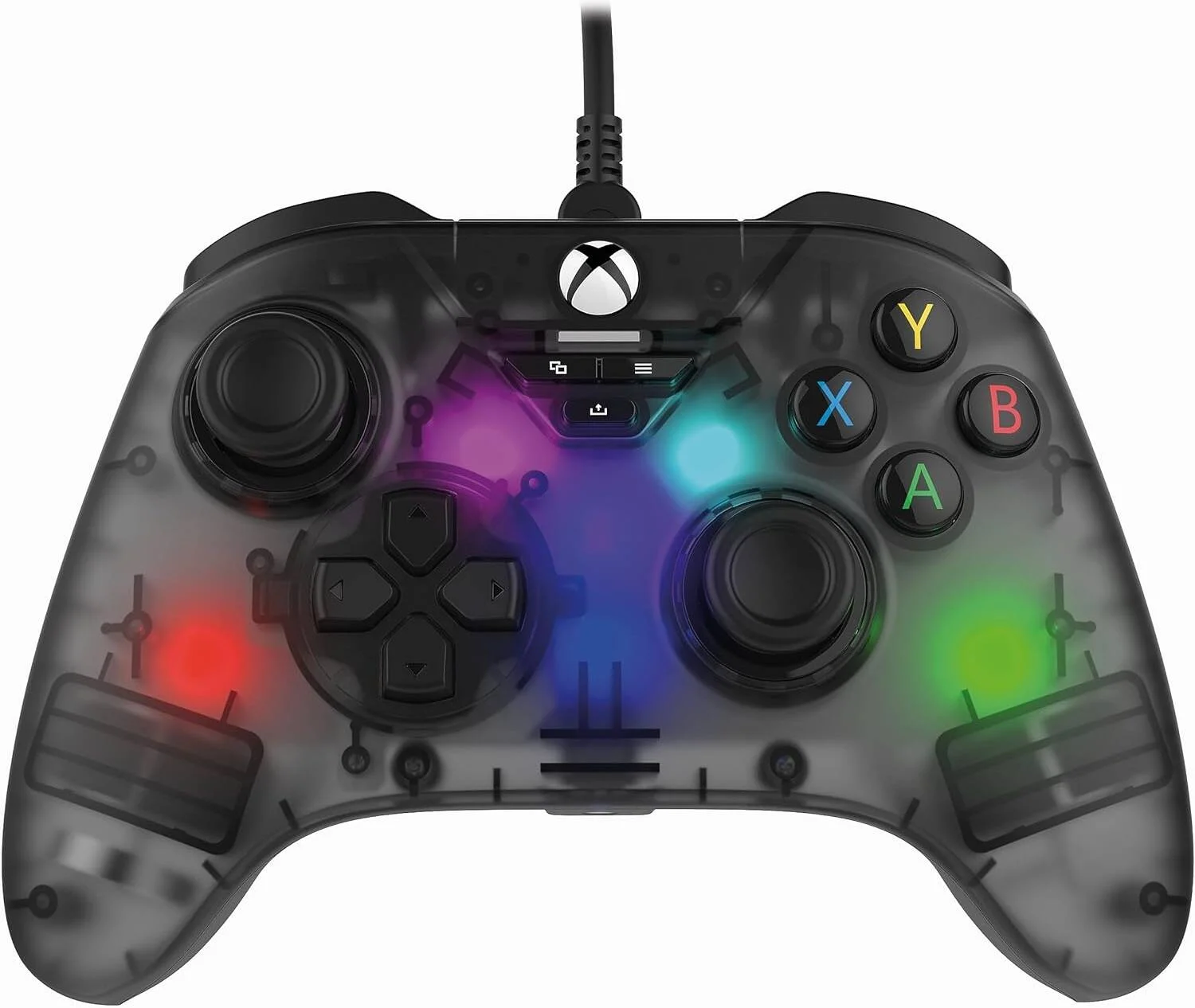 گیم پد سیمی Snakebyte GAMEPAD RGB X برای Xbox Series X|S، Xbox One و PC | طراحی شده برای Xbox | تکنولوژی مغناطیسی | نورپردازی RGB پویا | پورت AUX 3.5 میلی متری (خاکستری دودی) | SB922312