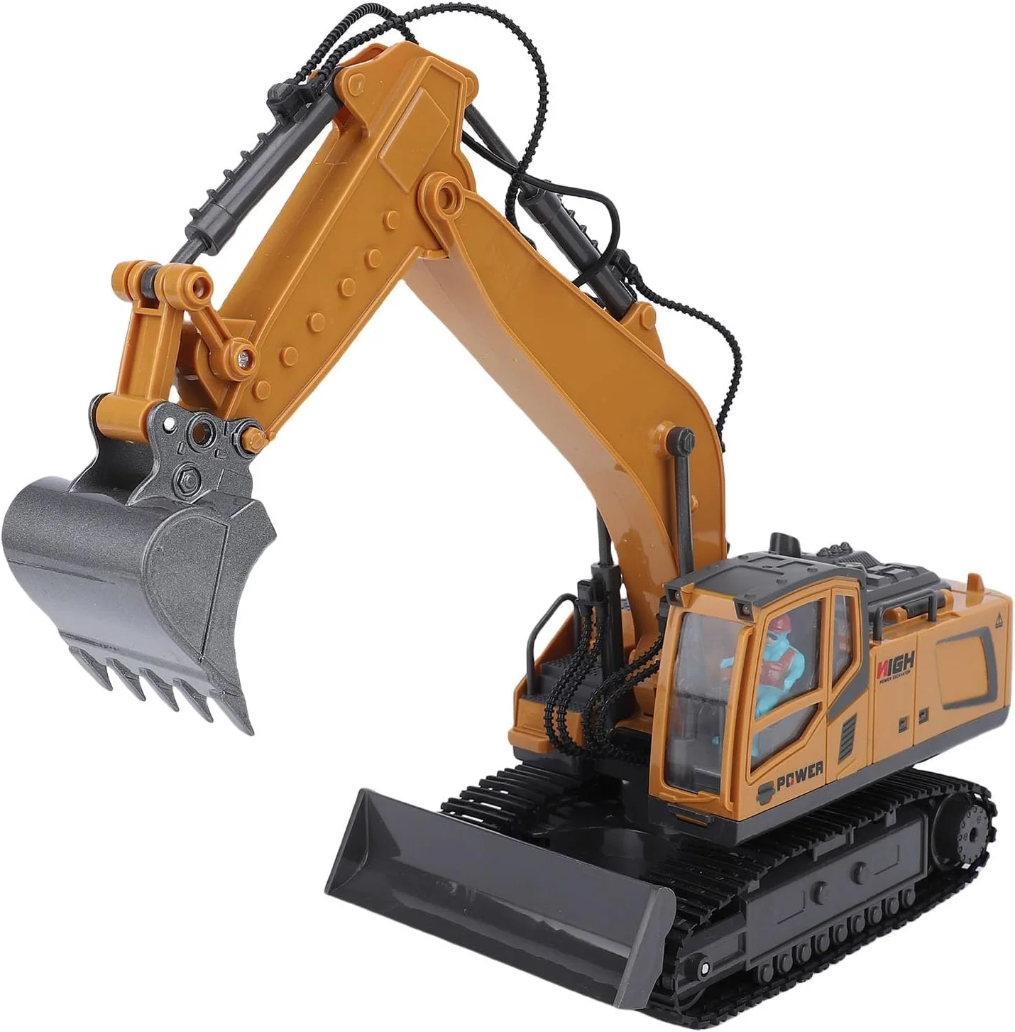 بیل مکانیکی کنترلی اسباب بازی، بیل مکانیکی مهندسی آلیاژی قابل شارژ با چراغ های کابین، کامیون دودزا شبیه سازی شده، اسباب بازی های ماشین ساختمانی هدیه برای پسران 6 سال به بالا