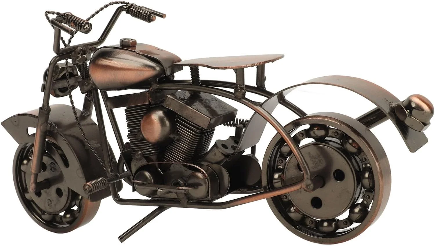 مجسمه موتور سیکلت فلزی دست ساز با طراحی قدیمی، دکوری منحصر به فرد برای قفسه، میز و میز قهوه. مناسب برای علاقه مندان و کلکسیونرها