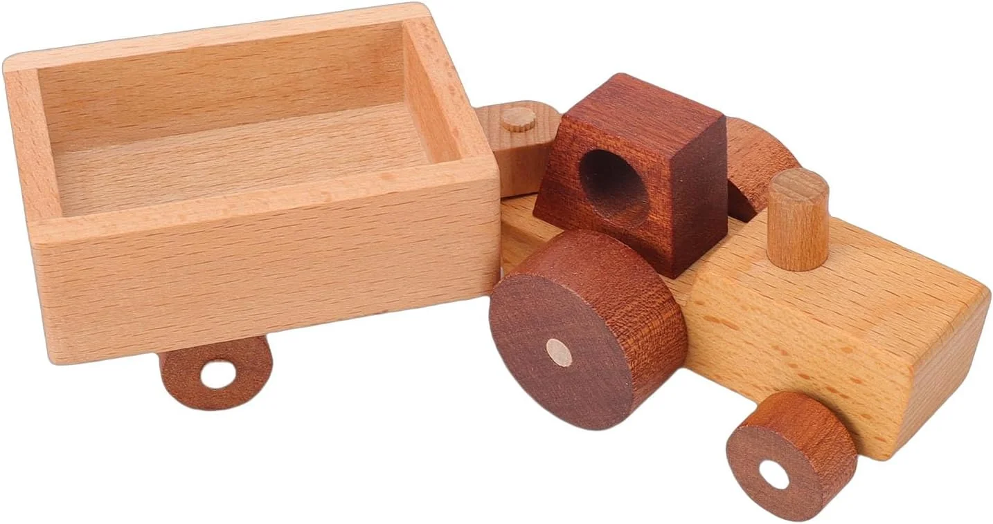 اسباب بازی تراکتور چوبی فوکتی، مدل ماشین مزرعه برای کودکان با ساخت زیبا، تقویت هماهنگی چشم و دست، قطعه تزئینی برای پسران و دختران