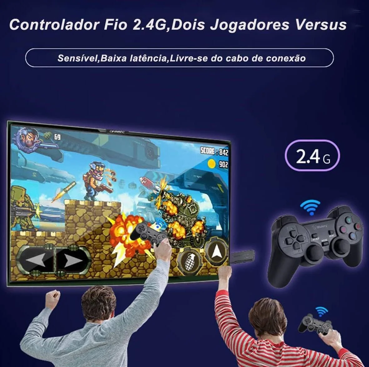 دانگل بازی ویدیویی هوشمند 4K Blulory، کنسول بازی ویدیویی، 10000 بازی 32/64 گیگابایتی رترو کلاسیک، دسته بازی بی سیم 2.4G، 64 گیگابایت، 10000+ بازی