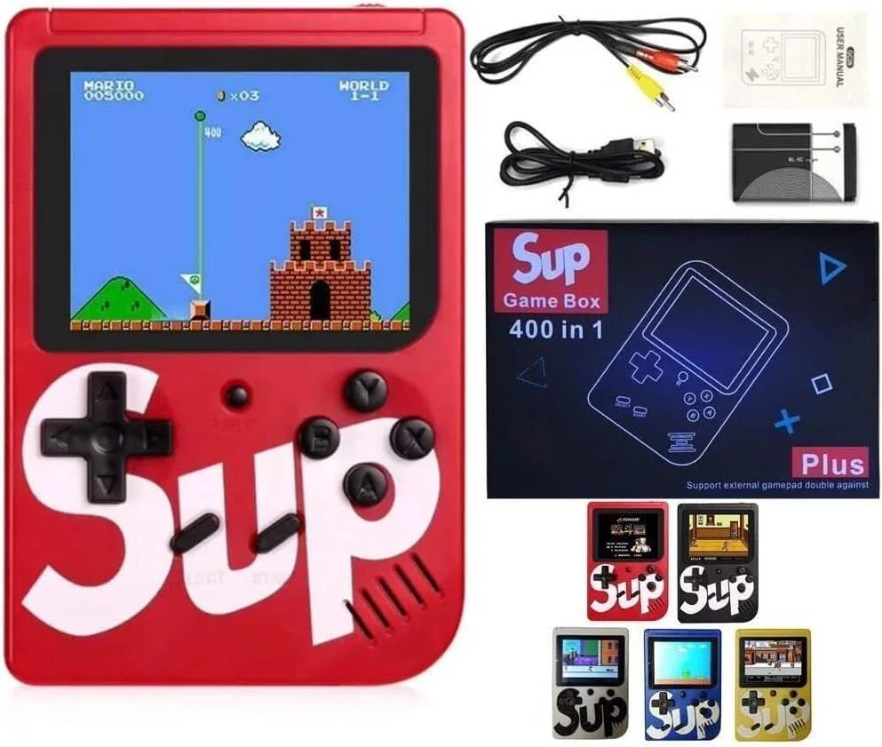کنسول بازی دستی SUP Game Box Plus با 400 بازی یکپارچه، صفحه نمایش 3 اینچی - قابل حمل و شارژ، تک نفره (قرمز)