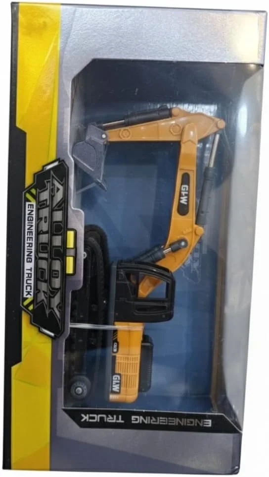 مدل بیل مکانیکی مهندسی، اسباب بازی ماشین ساختمانی پلاستیکی، زرد و مشکی، کلکسیون نمایشی