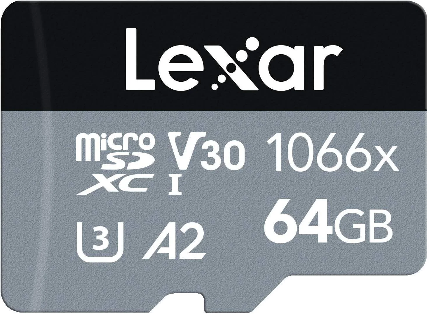 کارت حافظه میکرو اس دی Lexar Professional 1066x با ظرفیت 64 گیگابایت، کارت microSDXC UHS-I به همراه آداپتور SD سری نقره ای، سرعت خواندن تا 160 مگابایت بر ثانیه، برای دوربین های اکشن، پهپادها، تلفن های هوشمند و تبلت های پیشرفته (LMS1066064G-BNAAG)