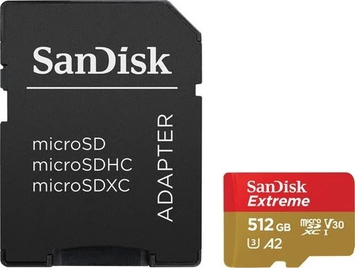 کارت حافظه میکرو اس دی ایکس سی SanDisk Extreme با ظرفیت 512 گیگابایت UHS-I، سرعت خواندن تا 160 مگابایت بر ثانیه، طلایی و قرمز | SDSQXA1-512G-AN6MA