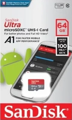 کارت حافظه MicroSDXC سن‌دیسک Ultra، ۶۴ گیگابایت، U1، C10، A1، UHS-1، سرعت خواندن ۱۰۰ مگابایت بر ثانیه، مشکی