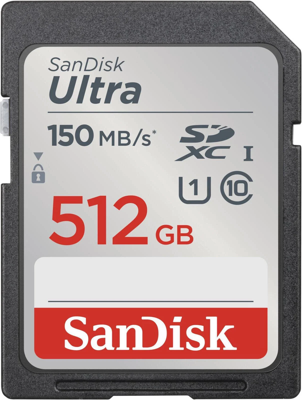 کارت حافظه SanDisk Ultra UHS-I SDXC، ظرفیت 512 گیگابایت، فرم فاکتور SDXC، سرعت نوشتن ترتیبی تا 150 مگابایت بر ثانیه | SDSDUNC-512G-GN6IN