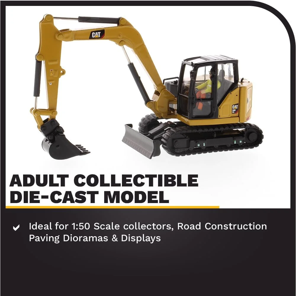 مدل بیل مکانیکی هیدرولیک کوچک CAT Caterpillar 308 CR نسل جدید به همراه ابزار کار و اپراتور سری High Line مقیاس 1/50 مدل 85596 از Diecast Masters