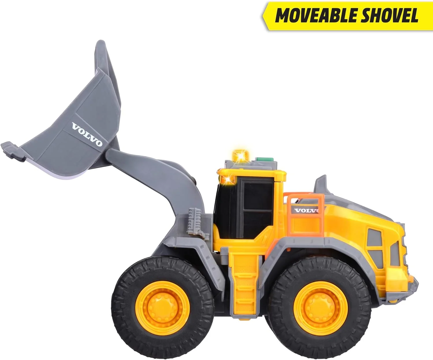 لودر چرخ دار ولوو Dickie Toys - لودر 23 سانتی متری با بیل غول پیکر، جلوه های نوری و صوتی، اسباب بازی ساختمانی برای پسران و دختران از 3 سال