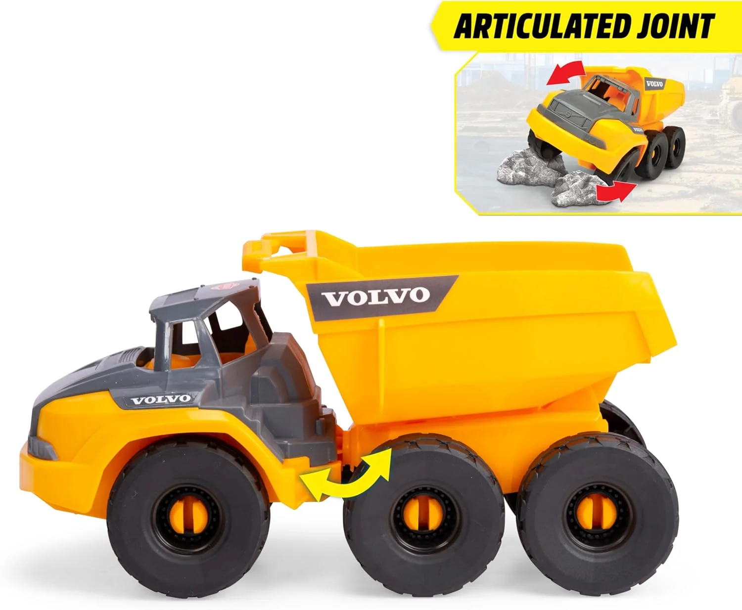 اسباب بازی کامیون کمپرسی ولوو Tough Hauler دیکی تویز (26 سانتی متر) - کامیون کمپرسی اسباب بازی برای کودکان بالای 3 سال با چرخ آزاد و قسمت بار متحرک، مناسب به عنوان اسباب بازی شن