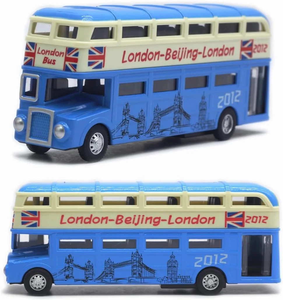 اتوبوس اسباب بازی لندن، فلزی دایکاست، اتوبوس دو طبقه آبی، اتوبوس توریستی، اتوبوس اسباب بازی زیبا برای پسران و دختران، مدل اتوبوس آلیاژی 1:64، ماشین اسباب بازی کودکان، اتوبوس عقب کش (آبی)