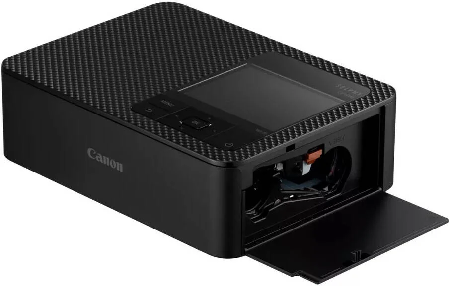 پرینتر عکس قابل حمل کانن SELPHY CP1500، LCD ثابت 3.5 اینچی 230K نقطه ای، سیستم چاپ انتقال حرارتی تصعید رنگ، 300x300 DPI، سرعت تقریبی 23-41 ثانیه، USB/Wi-Fi، مشکی | CP1500
