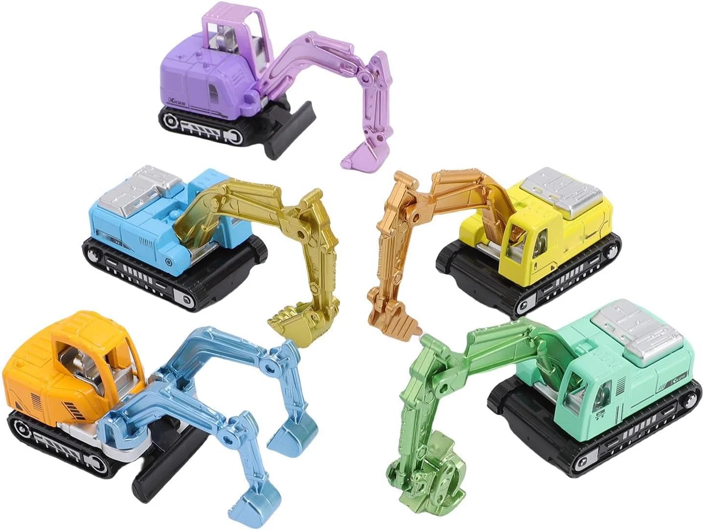 مجموعه 5 عددی اسباب بازی بیل مکانیکی CHICIRIS با بازی تعاملی، مجموعه متنوع بیل مکانیکی، تقویت مهارت های حرکتی، اسباب بازی های کامیون آلیاژی رنگارنگ با قلاب برای کودکان