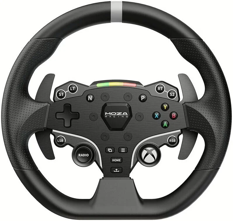 فرمان MOZA ESX برای PC و Xbox، دسته بازی، 22 دکمه قابل تنظیم، 2 جوی استیک، چراغ های LED RPM، دستگیره های ضد عرق، مشکی | RS052